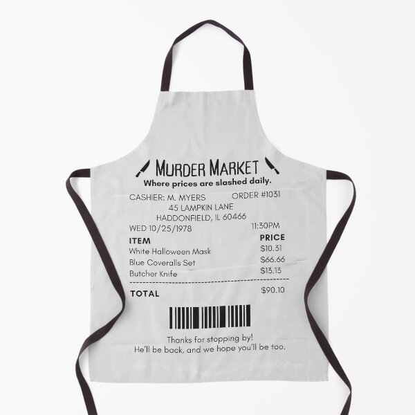 Item preview, horror movie halloween receipt murder market shopping including mask coveralls and knife designed and sold by cherrytheory.