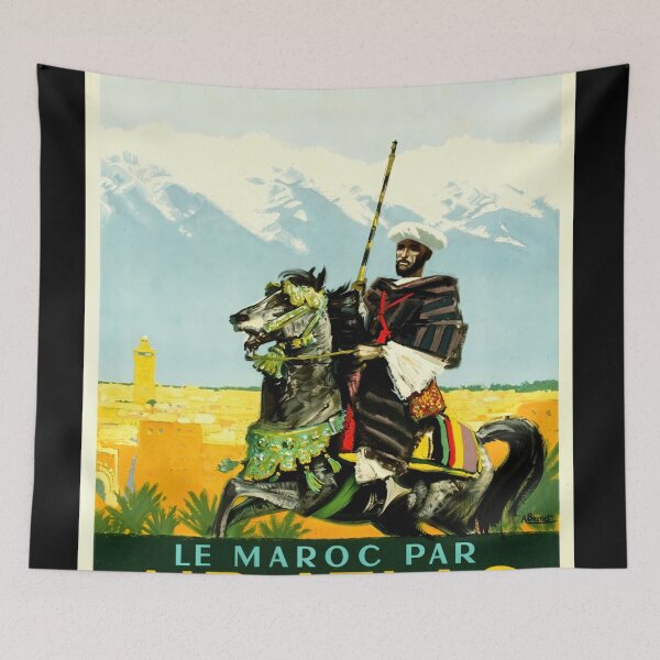 Item preview, Vintage Casablanca Travel Poster | Air Atlas Morocco Art | Traditional & Modern | Exotic Adventure | 1930s-1950s Style designed and sold by artofuniverse.