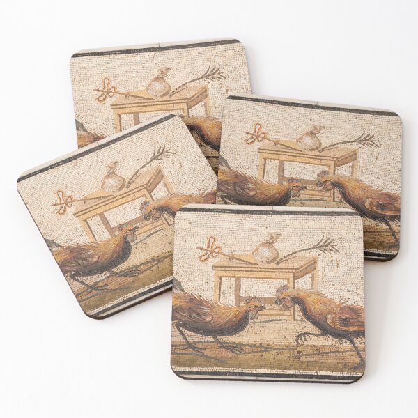 Item preview, Ancient Roman Mosaic of Cockfight from Pompeii at Naples Archaeological Museum designed and sold by Paolo Modena Photography    -   Fine Italian Art.