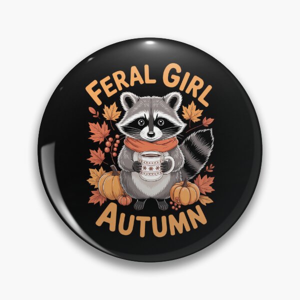 Item preview, Feral Girl Autumn Fall Pumpkin Spice Coffee Raccoon designed and sold by HellD3vil-Art.