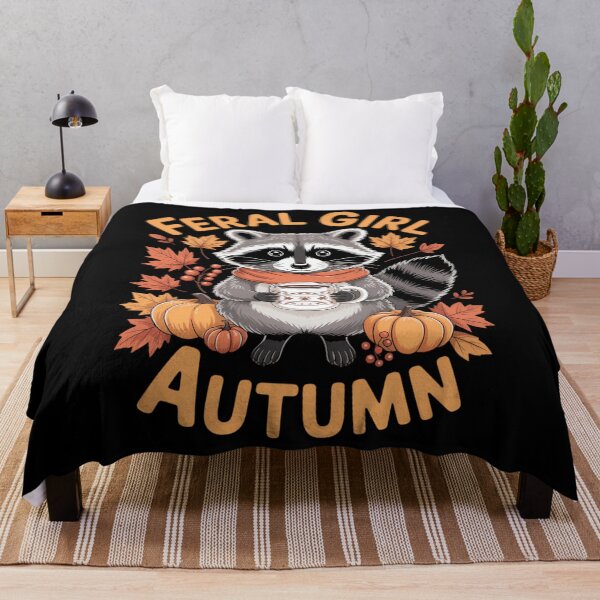 Item preview, Feral Girl Autumn Fall Pumpkin Spice Coffee Raccoon designed and sold by HellD3vil-Art.