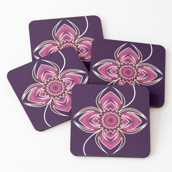 Item preview, Neon Pink Abstract Flower on Dark Purple Background – Futuristic Floral Digital Art designed and sold by HopeAndHustle.