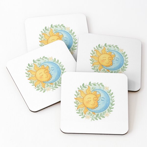 Item preview, Sun & Moon Embrace | Celestial Lovers Sticker & Golden Feminine Wall Art Printable designed and sold by HerDreamCodes.