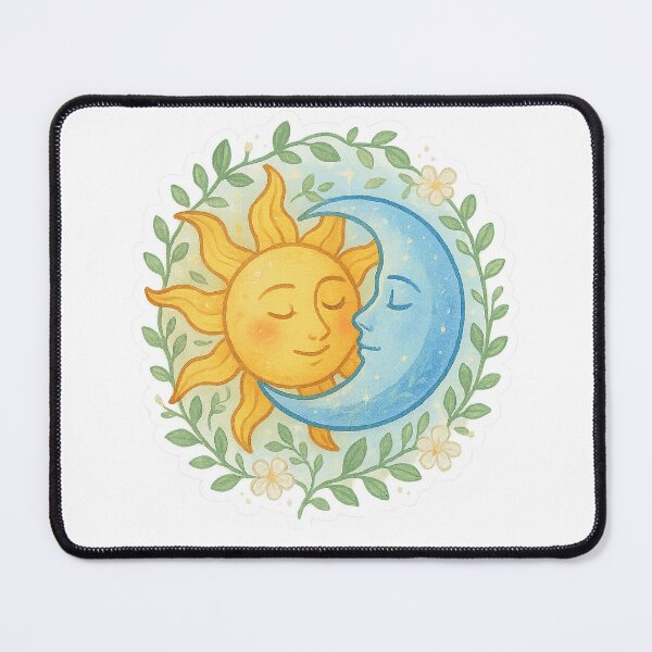 Item preview, Sun & Moon Embrace | Celestial Lovers Sticker & Golden Feminine Wall Art Printable designed and sold by HerDreamCodes.