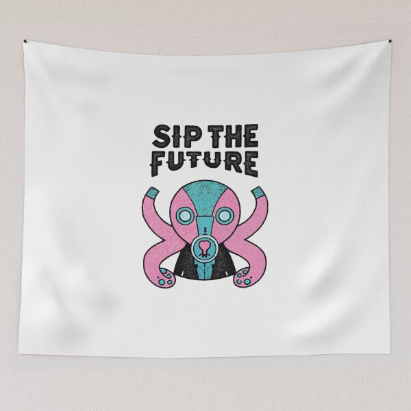 Item preview, Mirai o Nomu – Sip the Future Neon Octopus Art designed and sold by Alahchin Art.