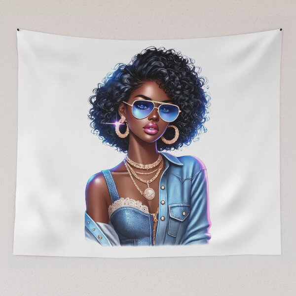 Item preview, Stylish Afro Queen in Blue Denim designed and sold by Lulunza.