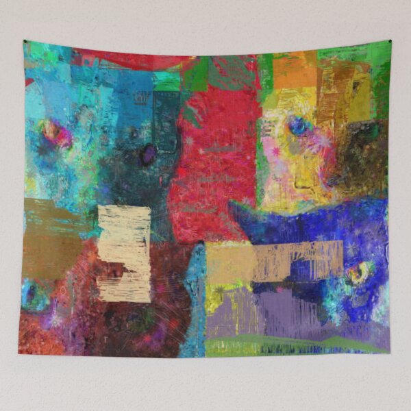 Item preview, Abstract painting. Colorful cats designed and sold by MTShoppingLine.