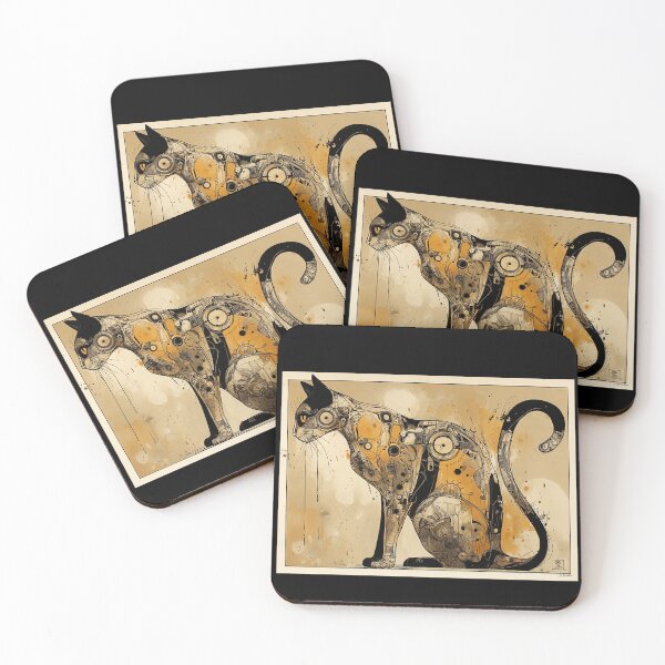 Item preview, Mechanical Cat Steampunk Art designed and sold by ChefsSpicyFits.