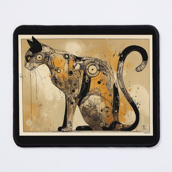 Item preview, Mechanical Cat Steampunk Art designed and sold by ChefsSpicyFits.