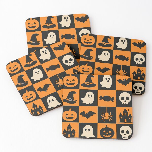 Item preview, Playful Halloween Icons in Orange and Black Pattern designed and sold by RuweisVibes.