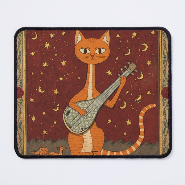 Item preview, Orange Cat Lute Medieval Manuscript designed and sold by PictorialWhimsy.