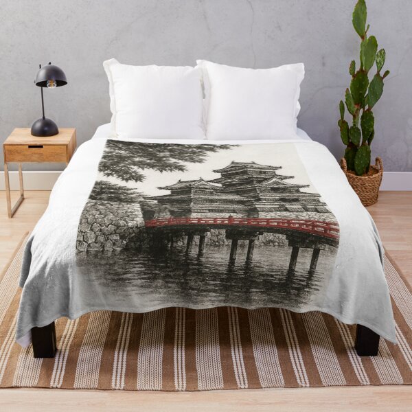 Item preview, Japanese Castle and Red Bridge Ink Art designed and sold by MINE Design-Works.