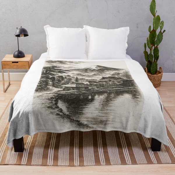 Item preview, Mount Fuji and Japanese Village Ink Art designed and sold by MINE Design-Works.