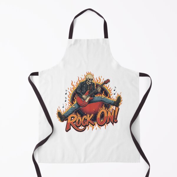Item preview, ROCK ON! Skeleton Guitarist Jumping Fire Leather Jacket Rockstar Vintage Illustration Hard Music Classic Metal Rockabilly designed and sold by DibuHumor.
