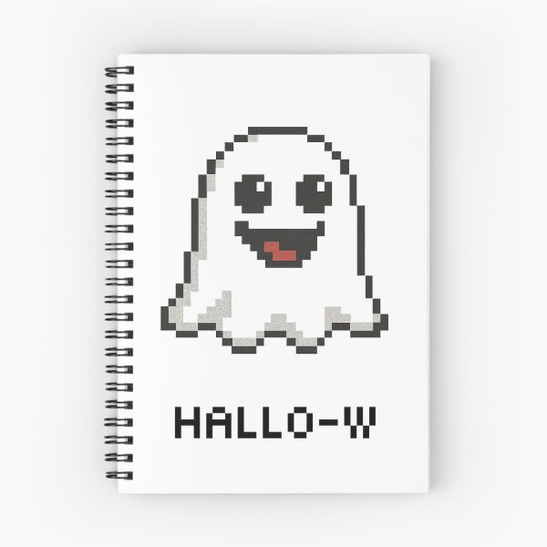 Item preview, Cute Pixel Ghost with Hallo-W Text Halloween Design designed and sold by RuweisVibes.