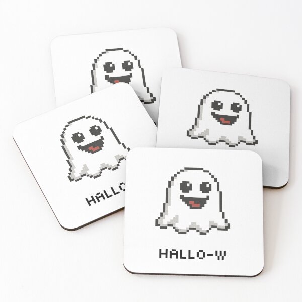 Item preview, Cute Pixel Ghost with Hallo-W Text Halloween Design designed and sold by RuweisVibes.