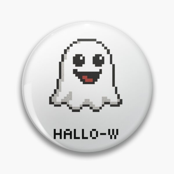 Item preview, Cute Pixel Ghost with Hallo-W Text Halloween Design designed and sold by RuweisVibes.