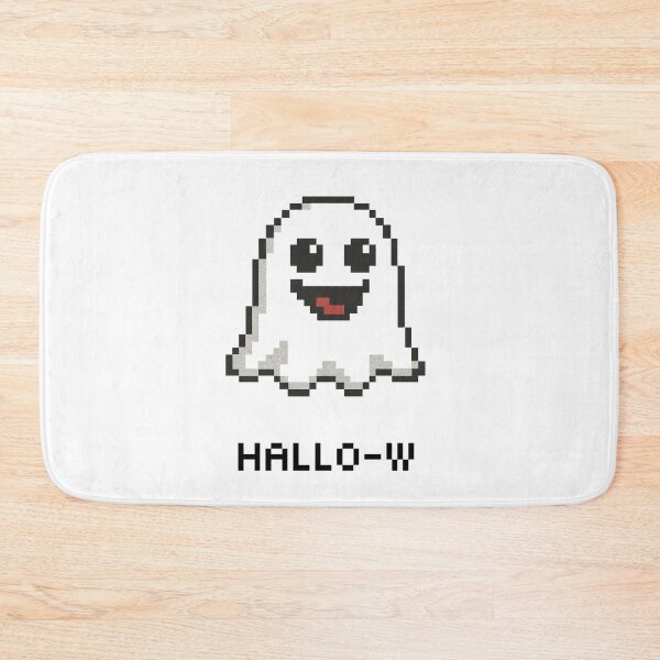 Item preview, Cute Pixel Ghost with Hallo-W Text Halloween Design designed and sold by RuweisVibes.