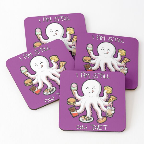 Item preview, Kawaii Octopus Eating Snacks – Cute Diet Humor designed and sold by INNERSELFART.