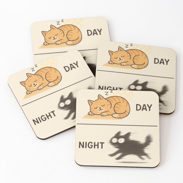 Item preview, Day vs Night Cat - Sleeping Cat vs Zoomies Silhouette designed and sold by MiLaKK.