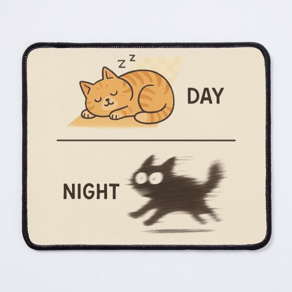 Item preview, Day vs Night Cat - Sleeping Cat vs Zoomies Silhouette designed and sold by MiLaKK.