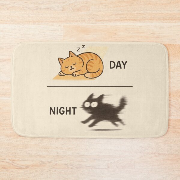 Item preview, Day vs Night Cat - Sleeping Cat vs Zoomies Silhouette designed and sold by MiLaKK.