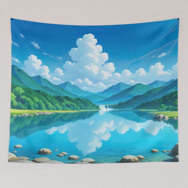 Item preview, Lake and river landscape surrounded by mountains designed and sold by Djscusa.