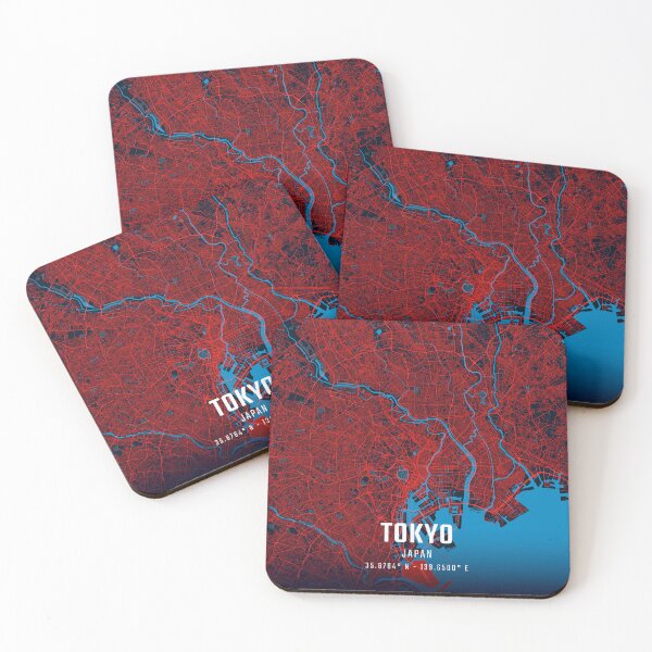Item preview, Tokyo Red & Blue Minimalist Map designed and sold by HomeLivingCo.