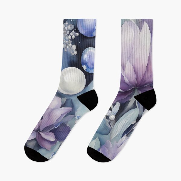 Artikelvorschau, Blaue und violette Aquarellblumen entworfen und verkauft von CalmnessbyChoice.