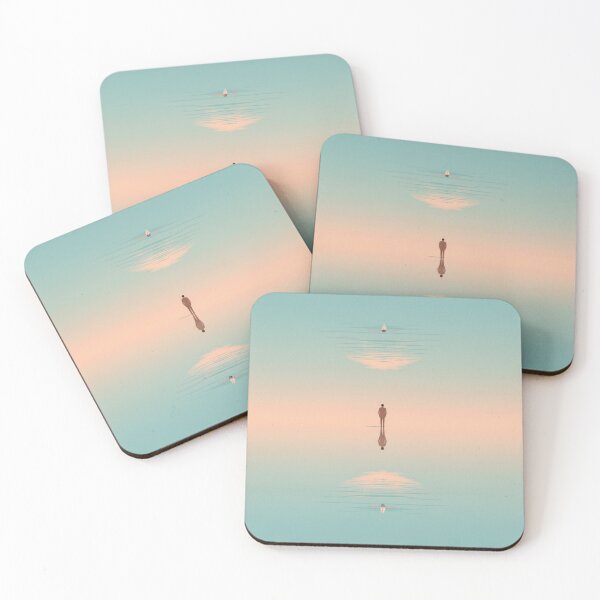 Item preview, Solitude Mirrored Seascape Conceptual Art - Surreal Man Boat Reflection Minimalist Print designed and sold by j-2k.