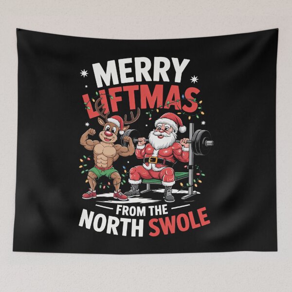 Item preview, Merry Xmas Muscle Santa Weightlifting designed and sold by georgiaarsnal.
