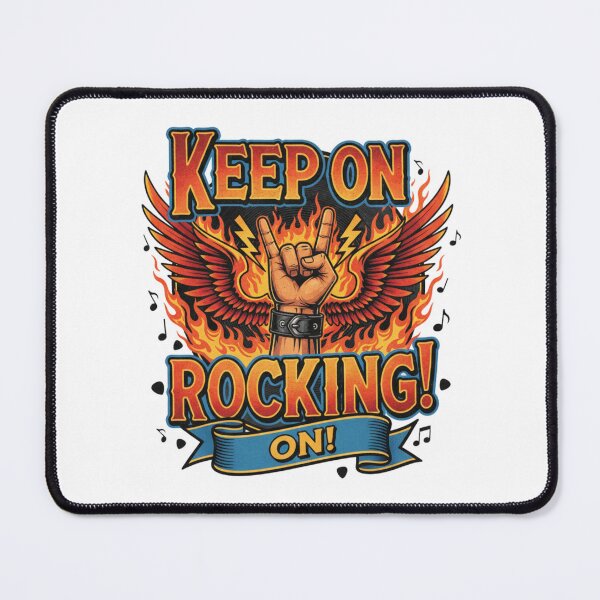 Item preview, Keep On Rocking Hands Horns Fire Wings Lightning Bracelet Metal Rock N Roll Vintage Illustration Epic Musical Symbol designed and sold by DibuHumor.