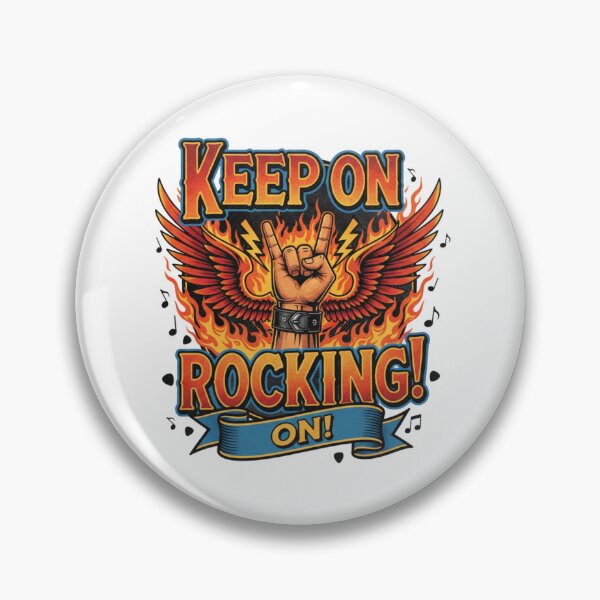 Item preview, Keep On Rocking Hands Horns Fire Wings Lightning Bracelet Metal Rock N Roll Vintage Illustration Epic Musical Symbol designed and sold by DibuHumor.