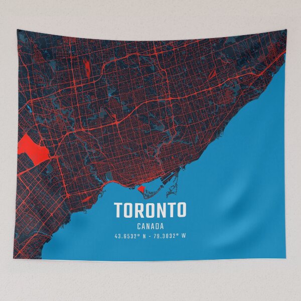 Item preview, Toronto Red & Blue Minimalist Map designed and sold by HomeLivingCo.