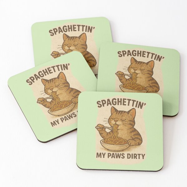 Item preview, Rustic Cat Eating Spaghetti Funny Vintage Artwork designed and sold by Tender Flower Clothing.