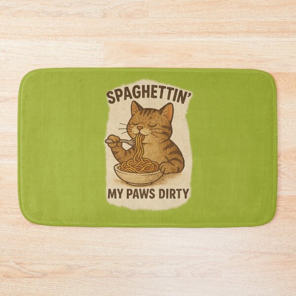 Item preview, Rustic Cat Eating Spaghetti Funny Vintage Artwork designed and sold by Tender Flower Clothing.
