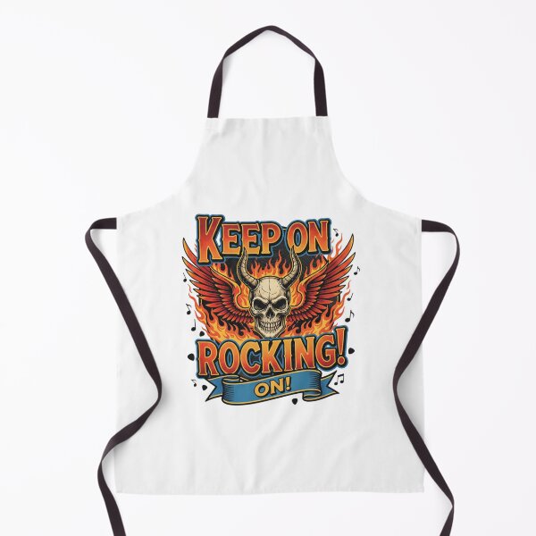 Item preview, Keep On Rocking Skull Devil Horns Wings of Fire Symbol Rock Metal Illustration Vintage Gothic Biker Motorcyclist designed and sold by DibuHumor.