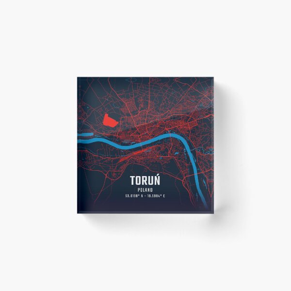 Item preview, Toruń Red & Blue Minimalist Map designed and sold by HomeLivingCo.