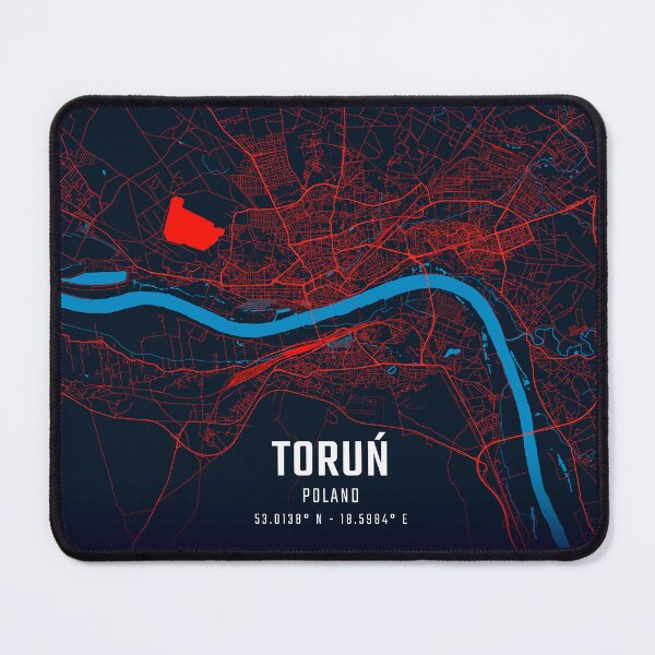 Item preview, Toruń Red & Blue Minimalist Map designed and sold by HomeLivingCo.