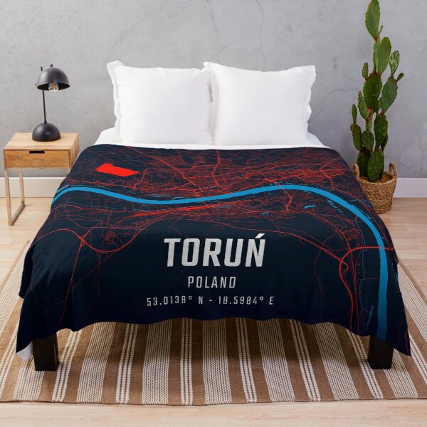 Item preview, Toruń Red & Blue Minimalist Map designed and sold by HomeLivingCo.