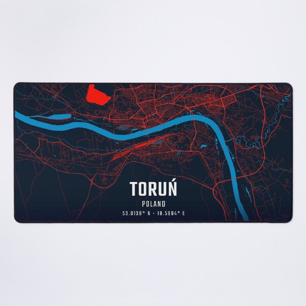 Item preview, Toruń Red & Blue Minimalist Map designed and sold by HomeLivingCo.