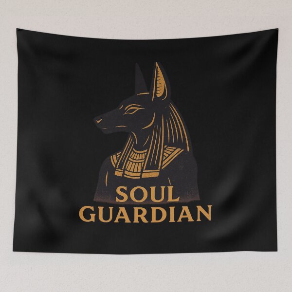 Item preview, Anubis Egyptian Jackal God – Soul Guardian (Gold on Black) designed and sold by Eye Of Horus.