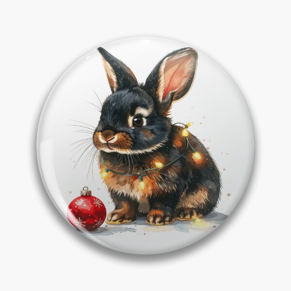 Item preview, Black Rex rabbit wrapped with Christmas lights, Christmas tree ball designed and sold by LiskoDesign.