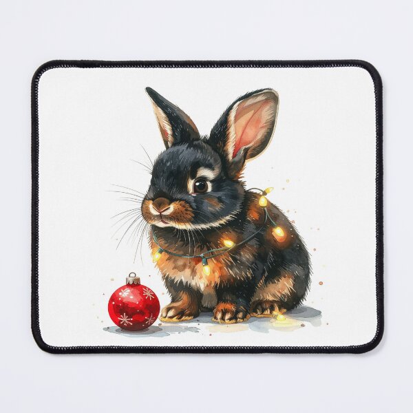 Item preview, Black Rex rabbit wrapped with Christmas lights, Christmas tree ball designed and sold by LiskoDesign.