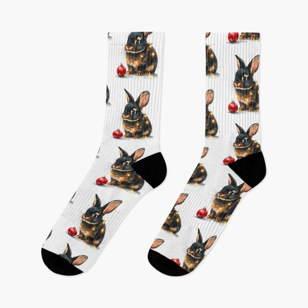 Item preview, Black Rex rabbit wrapped with Christmas lights, Christmas tree ball designed and sold by LiskoDesign.