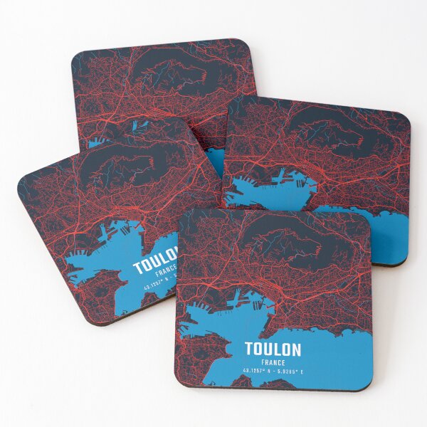 Item preview, Toulon Red & Blue Minimalist Map designed and sold by HomeLivingCo.