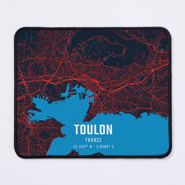 Item preview, Toulon Red & Blue Minimalist Map designed and sold by HomeLivingCo.