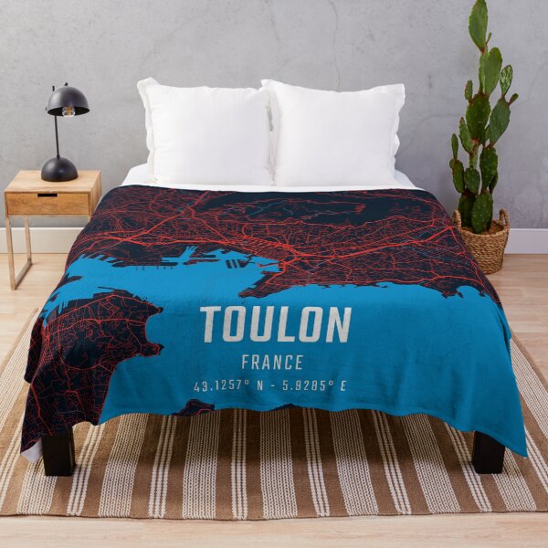 Item preview, Toulon Red & Blue Minimalist Map designed and sold by HomeLivingCo.