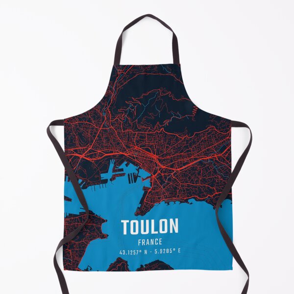 Item preview, Toulon Red & Blue Minimalist Map designed and sold by HomeLivingCo.