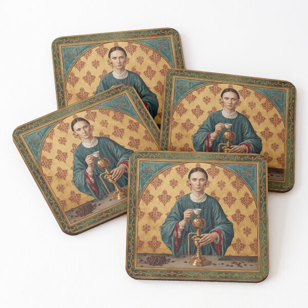 Item preview, Barista Saint Gothic Art | Medieval Guild Painting designed and sold by PictorialWhimsy.